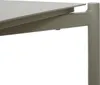 A close-up view of the corner of a light green aluminum garden table, showing the connection between the tabletop and the leg. Produktbild-Vorschau