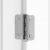 A close-up shot of a silver hinge attached to a white surface. Podgląd zdjęcia produktu