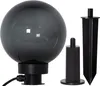 A black decorative sphere with two black stakes on a white background. Produktbild-Vorschau