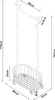 A line drawing of a rolling garment rack with a basket. Produktbild-Vorschau