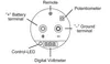 Diagram showing the connection points and components of a HIFONICS Powercap Kondensator. Produktbild-Vorschau