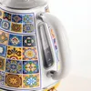 Close-up of a colorful electric kettle with a patterned design. Náhled obrázku produktu