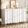 Komoda – 120 x 35 x 80 cm, biała – drzwi z falistym wzorem Podgląd zdjęcia produktu 3
