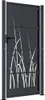 A dark grey metal garden gate with a cut-out grass design. Produktbild-Vorschau