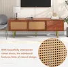 OKWISH Meuble TV avec 2 Portes Coulissantes Effet Rotin et Voir les images du produit 5