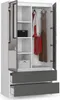 BDW Armoire 2 portes 2 tiroirs, miroir, blanc-gris Voir les images du produit 2