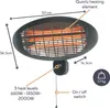 A wall-mounted infrared heater with dimensions and features labeled. Podgląd zdjęcia produktu