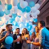 50x balony Ø 35 cm mix biało-niebieskie jako dekoracja na Podgląd zdjęcia produktu 2