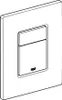 A line drawing of a toilet flush plate with a button. Produktbild-Vorschau