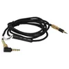 A black audio cable with gold connectors and an inline remote is laid out on a white background. Produktbild-Vorschau