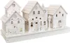 A white wooden village scene with LED lights. Podgląd zdjęcia produktu