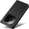 A black leather flip cover phone case is shown from a diagonal angle against a white background. Produktbild-Vorschau