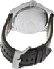 Close-up view of the back of a watch with a black leather strap. Náhled obrázku produktu