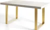 A rectangular dining table with a marble-like top and gold metal legs, presented against a white background. Náhled obrázku produktu