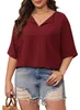 T-Shirt mit V-Ausschnitt, geeignet für Damen mit Übergröße, Produktbild-Vorschau 3
