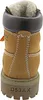 The back view of a tan boot with a black collar and white stitching. Produktbild-Vorschau