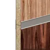 A close-up view of a wooden panel with a silver profile strip attached. Produktbild-Vorschau