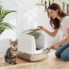 Arenero para gatos de acero inoxidable con tapa y paleta. Vista previa de la imagen del producto 2