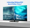 A television screen displaying a split image of the Northern Lights, with the Dolby Vision logo visible on the right side. Produktbild-Vorschau