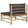 Garten-Mittelsofa mit Dunkelgrauen Kissen Bambus Produktbild-Vorschau 5