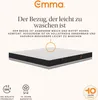 A mattress is shown with marketing text and icons highlighting its features. Produktbild-Vorschau