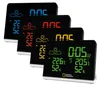 A group of four digital weather stations with different colored displays, arranged diagonally. Produktbild-Vorschau