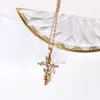Kruis-infinitiefhanger ketting, kristal hart, blad, kruis, Productafbeelding-voorbeeld 3