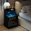 Nočný stolík COSTWAY Nočný stolík s LED diódami, nabíjacou Náhľad obrázku produktu 2