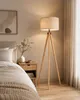 Stehlampe wohnzimmer Leselampe Stehleuchte Stativ aus Holz, Produktbild-Vorschau 1