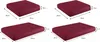 Four different sizes of red cushions are shown with dimensions labeled. Produktbild-Vorschau