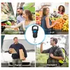 A collage of four images showing different uses for a portable scale. Produktbild-Vorschau