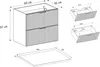 Technical drawing with dimensions of a bathroom cabinet and its drawers, and a separate countertop. Náhled obrázku produktu