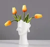 Vase Keramik weiß, Gesicht Kopf Deko Blumenvase Tischvase Produktbild-Vorschau 1