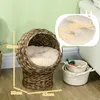 PawHut Rattan Katzenkorb Katzenhöhle Katzenhütte Katzenbett Produktbild-Vorschau 3