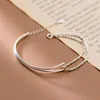 Eleganter Damen Armreif mit Doppel-Kette – Silberfarben, Produktbild-Vorschau 3