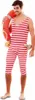 Badeanzug Retro rot-weiß gestreift für Herren Gr. 52, 56 Paarkostüm 20er Jahre  Fasching Karneval Beachparty Mottoparty Produktbild-Vorschau