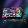 A gaming keyboard with RGB lighting and a neon graffiti design, presented against a dark, gradient background. Anteprima dell’immagine prodotto