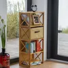 2 x regał bambusowy z koszem, 3 półki, drewniany regał Podgląd zdjęcia produktu 7