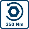 A graphic showing a bolt and a circular arrow indicating rotation, with text indicating torque. Náhľad obrázku produktu