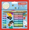 The image shows a package of STABILO Trio DECO metallic fiber-tip pens, with illustrations of children drawing. Voir les images du produit