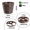 Product image with dimensions and details for a Christmas tree stand. Voir les images du produit