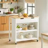 Relaxdays, kuchynský vozík, pracovná doska, 2 zásuvky, 2 Náhľad obrázku produktu 2
