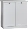 A white cabinet with two doors and black knobs. Produktbild-Vorschau
