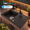 VBChome spoelbak, graniet, zwart, met kraan, 70 x 44 cm, Productafbeelding-voorbeeld 3