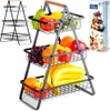 Cesto di frutta e verdura a tre piani in stile loft Anteprima dell’immagine prodotto 2