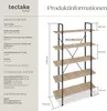 A diagram showing the dimensions and technical specifications of a tectake bookshelf. Náhled obrázku produktu