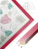 A close-up of a red picture frame with a botanical print, and a separate view of the frame's cross-section with dimensions. Produktbild-Vorschau