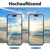 Two smartphones displaying a beach scene with seagulls, with text labels 'Andere' and 'Unsere' below them, and 'Hochauflösend' above. Produktbild-Vorschau