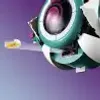 A close-up of a toy spaceship with a yellow object flying towards it. Anteprima dell’immagine prodotto