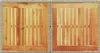 Two square tables with wooden slats and rattan borders are shown side-by-side against a white background. Produktbild-Vorschau